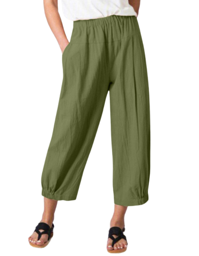 SHOPIQAT Crop Wide-leg Linen Pants - Premium from shopiqat - Just $6.200! Shop now at shopiqat